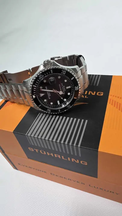 Stuhrling - Men's Swiss Automatic Diver Watch - Silver Size: -