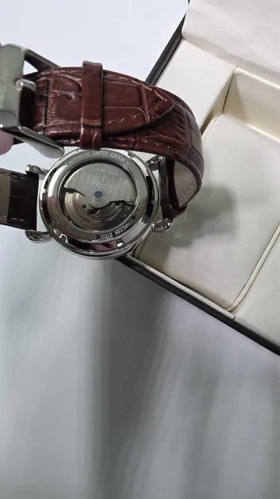 Samuel Joseph Limited Edition Mocha & Silver Automatic Skeleton Men's Watch Size: -