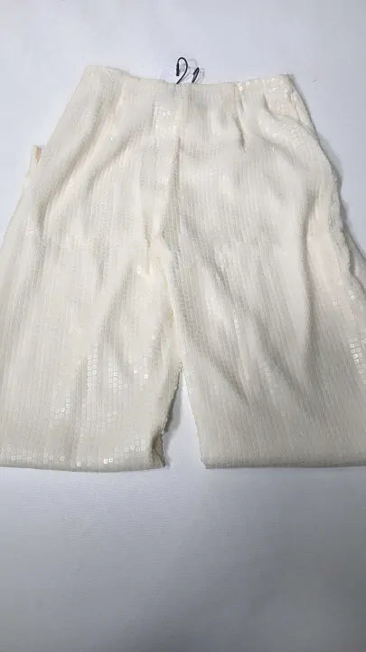 Ro & Zo - Ivory Sequin Trouser - Cream Size: Uk 10