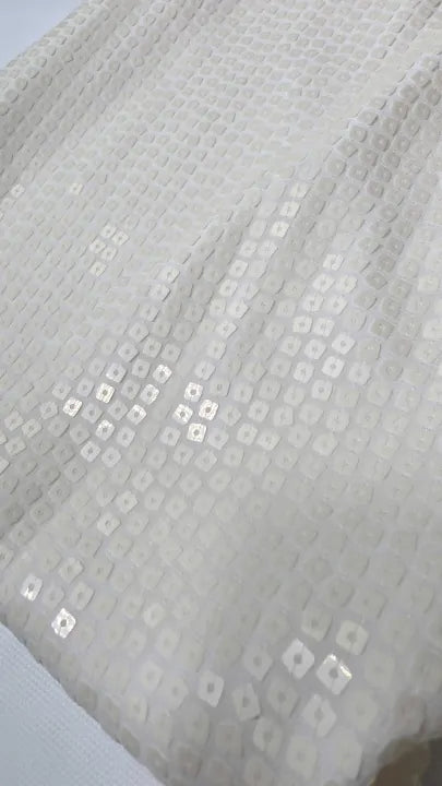 Ro & Zo - Ivory Sequin Trouser - Cream Size: Uk 8