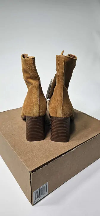 Mango - Medium Brown Heel Suede Ankle Boot - Brown Size: 40