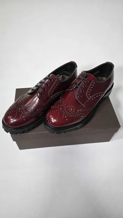 Church's Burgundy Leather Chester Met Studded Brogue Size: Uk 9.5