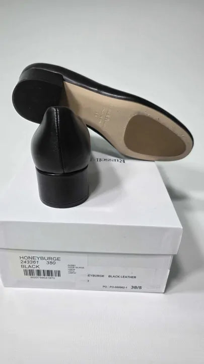 Russell & Bromley - Women's Black Honeyburge Leather Heeled Shoes Size: Uk 5