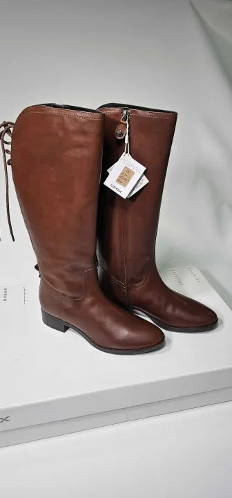 Geox - Brown Leather Felicity High Knee Boot - Brown Size: Uk6