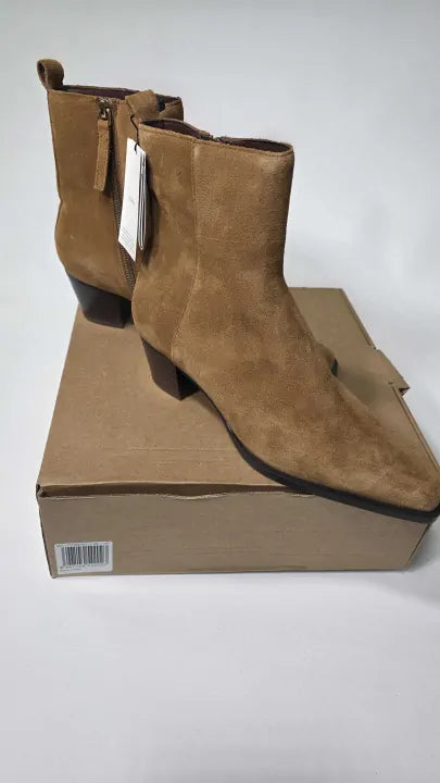 Mango - Medium Brown Heel Suede Ankle Boot - Brown Size: Uk 7