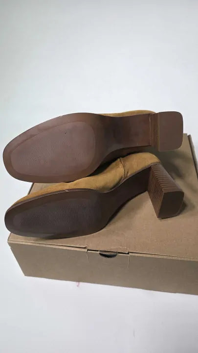 Mango - Medium Brown Heel Suede Ankle Boot - Brown Size: Uk 7