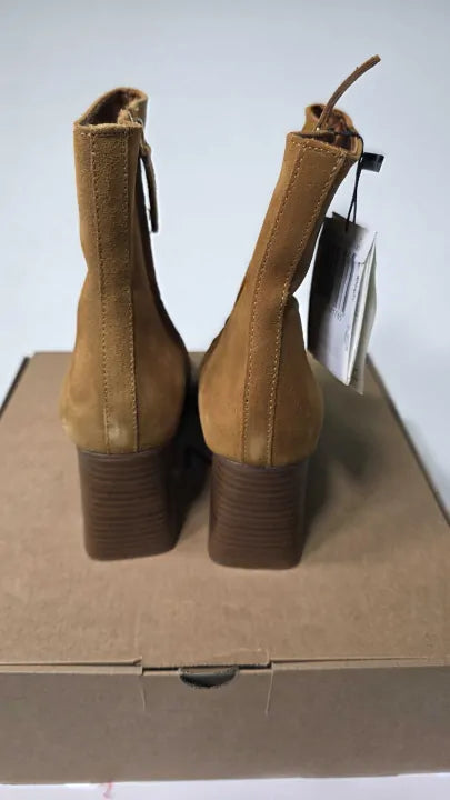 Mango - Medium Brown Heel Suede Ankle Boot - Brown Size: Uk 7