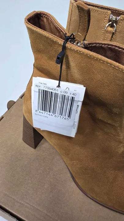 Mango - Medium Brown Heel Suede Ankle Boot - Brown Size: Uk 7