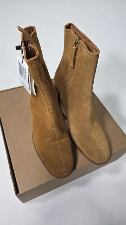 Mango - Medium Brown Heel Suede Ankle Boot - Brown Size: Uk 7