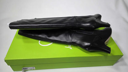 Sam Edelman - Women's Black Vance Leather Heeled Long Boot - Black Size: Uk 6