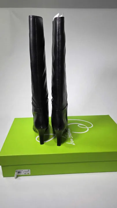 Sam Edelman - Women's Black Vance Leather Heeled Long Boot - Black Size: Uk 6