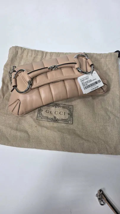 Gucci - Women's Pink Gucci Horse Bit Medium Padded-leather Shoulder Bag Size: -