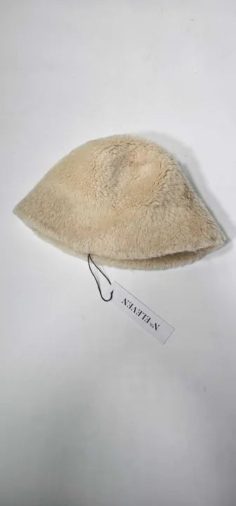 No Eleven - Cream Shearling Bucket Hat - Cream Size: One Size
