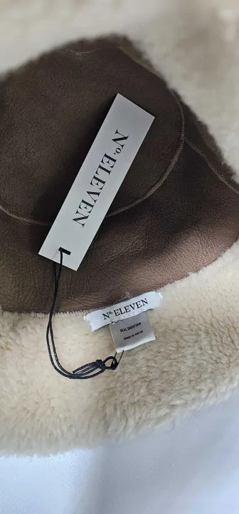 No Eleven - Cream Shearling Bucket Hat - Cream Size: One Size