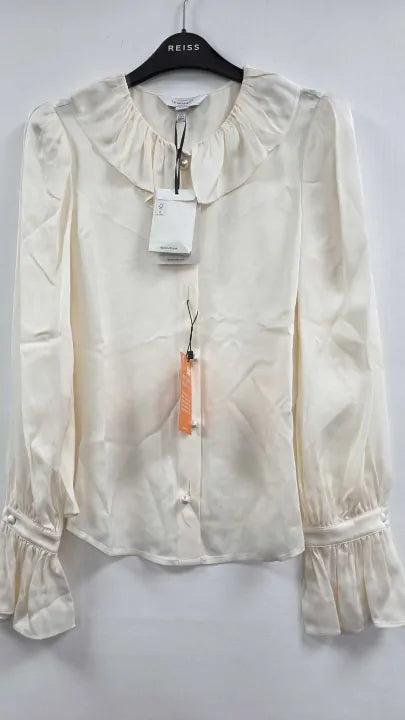 L K Bennett - Ivory Farrow Pearl Button Blouse Size: Uk 8
