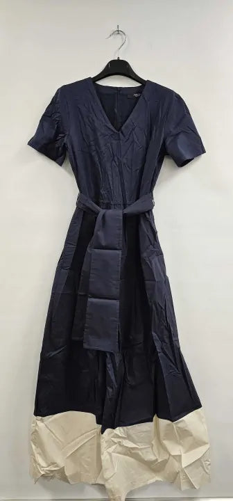 Weekend Max Mara Navy Blue Cotton Belted Jumpsuit S Size: M