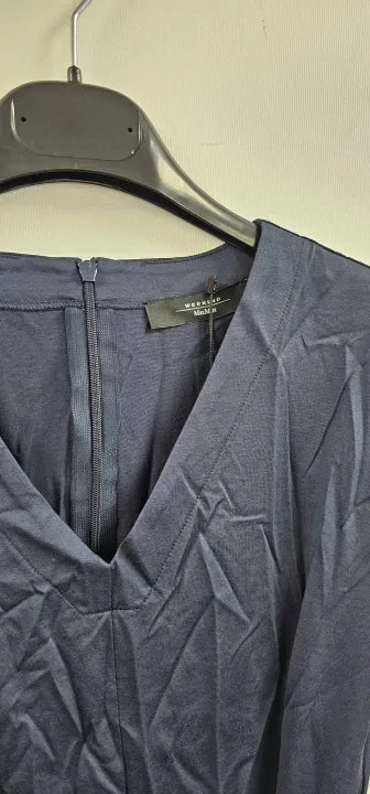 Weekend Max Mara Navy Blue Cotton Belted Jumpsuit S Size: M