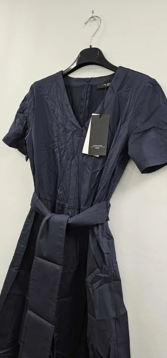 Weekend Max Mara Navy Blue Cotton Belted Jumpsuit S Size: M