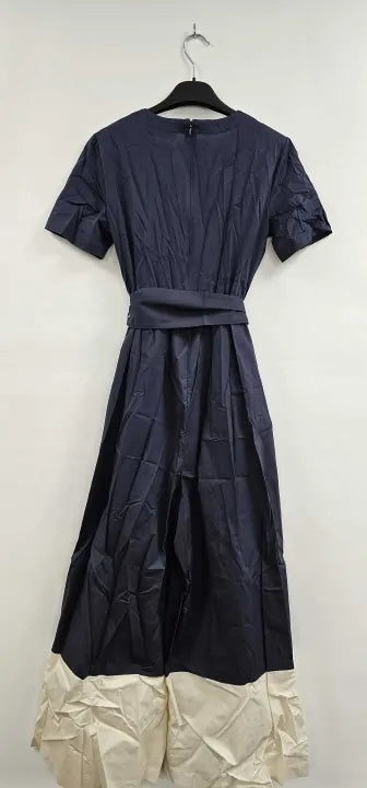 Weekend Max Mara Navy Blue Cotton Belted Jumpsuit S Size: M