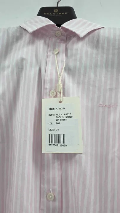 Gant Regular Fit Classic Striped Poplin Shirt Size: 38
