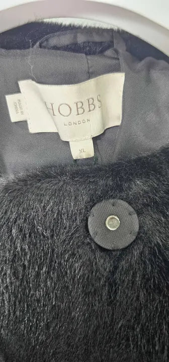 Hobbs London - Black Robin Faux Fur Coat - Black Size: Xl