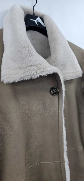 Max And Zac London - Sand Shearling Midi Throw On Coat - Brown Size: Uk14