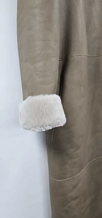 Max And Zac London - Sand Shearling Midi Throw On Coat - Brown Size: Uk14