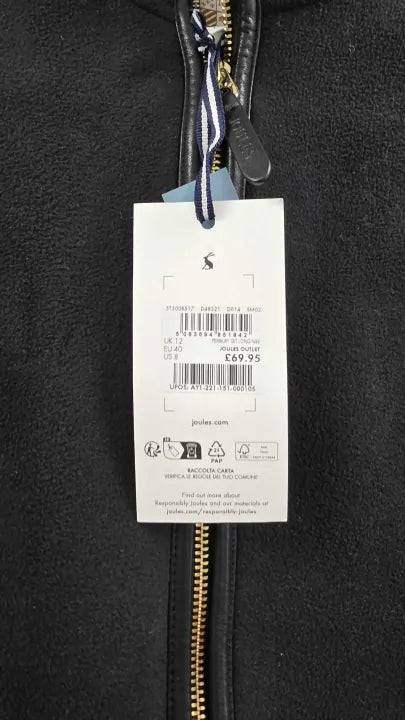 Joules Heritage Black Regular Fleece Gilet Size: Uk 12