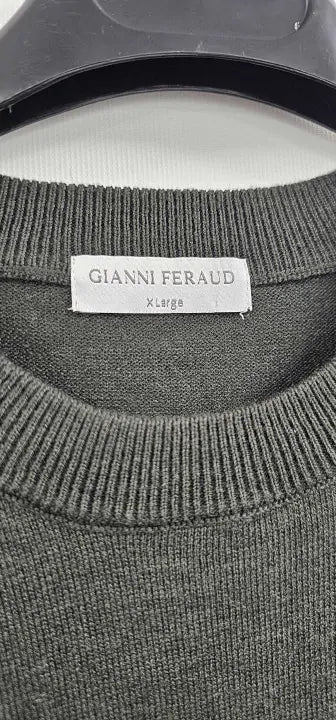 Gianni Feraud - Khaki Cashmere Blend Crew Jumper - Green Size: Xl