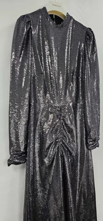 Hobbs London - Charcol Grey Loretta Sequin Dress - Grey Size: Uk10