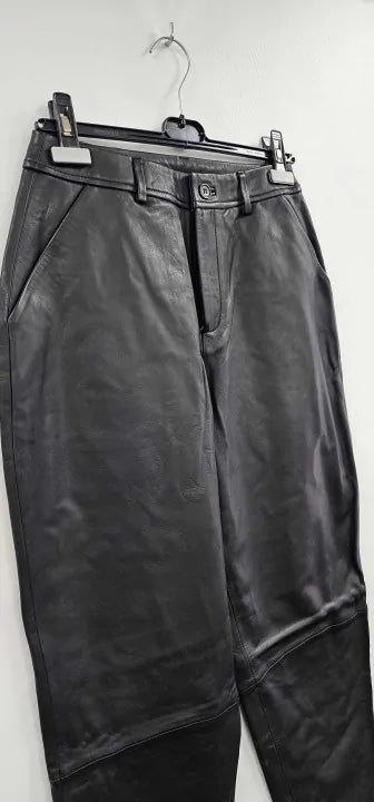 Bolongaro Trevor - Black Piper Leather Barrel Leg Crop Trousers - Black Size: M