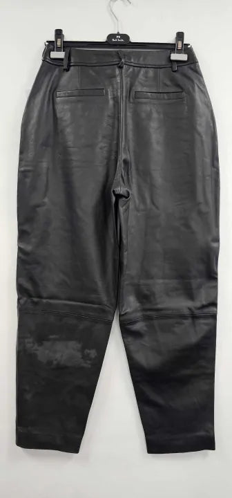 Bolongaro Trevor - Black Piper Leather Barrel Leg Crop Trousers - Black Size: M