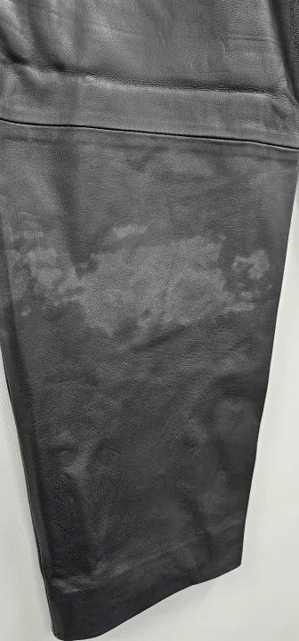 Bolongaro Trevor - Black Piper Leather Barrel Leg Crop Trousers - Black Size: M