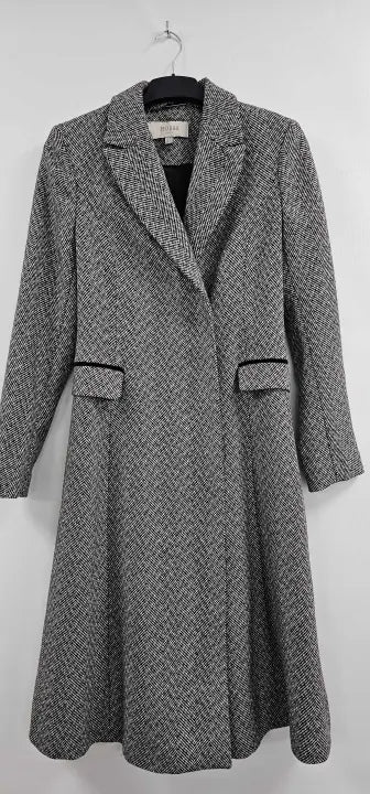 Hobbs London - Black/ White Sian Wool Blend Coat - Black Size: Uk10