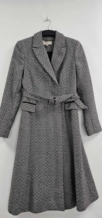Hobbs London - Black/ White Sian Wool Blend Coat - Black Size: Uk10
