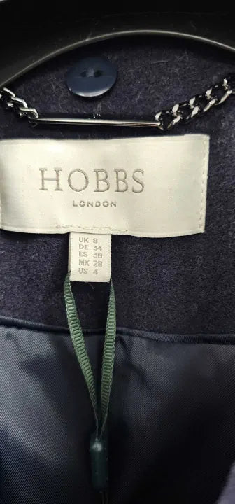 Hobbs London - Navy Marlene Wool Blend Coat - Navy Size: Uk8