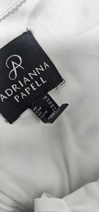 Adrianna Papell - White/ Black Polka Dot Drape Sheath Dress - Multi Size: Uk18