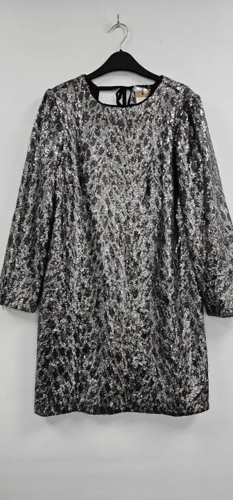 Hush - Silver Leopard Sequin Mini Dress - Multi Size: Uk8