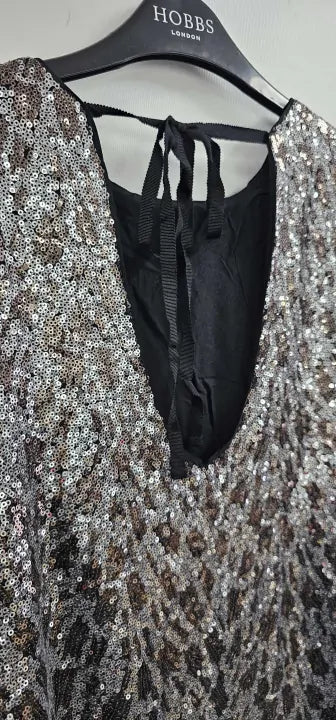 Hush - Silver Leopard Sequin Mini Dress - Multi Size: Uk8