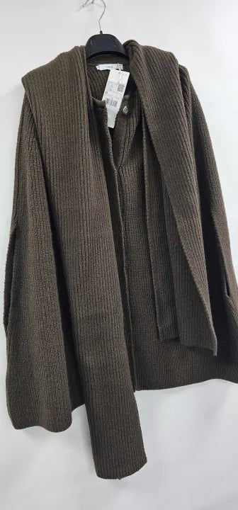 Mango - Chocolate Cape Scarf Buttons - Brown Size: One Size