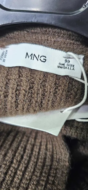 Mango - Chocolate Cape Scarf Buttons - Brown Size: One Size