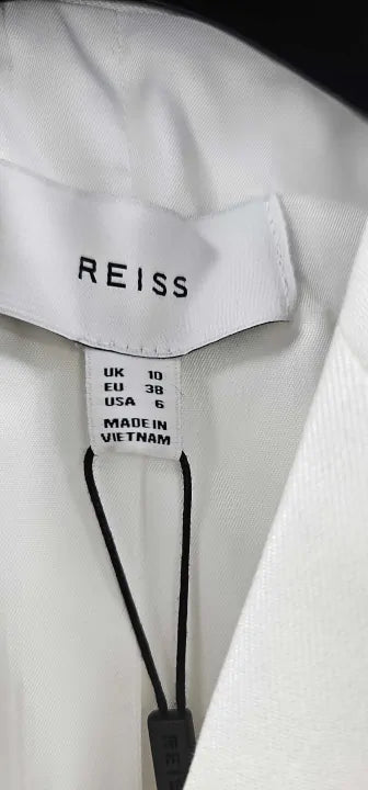 Reiss - Cream Double Breasted Blazer - White Size: Uk10
