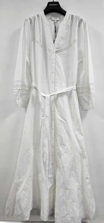 Hobbs London - White Selset Cotton Dress - White Size: Uk16