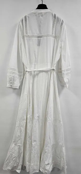 Hobbs London - White Selset Cotton Dress - White Size: Uk16