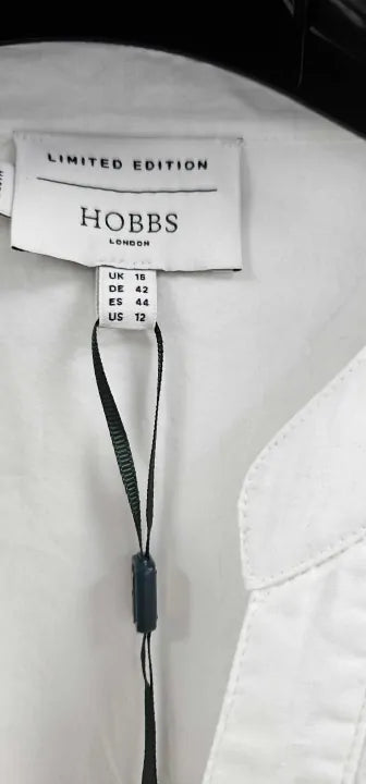 Hobbs London - White Selset Cotton Dress - White Size: Uk16