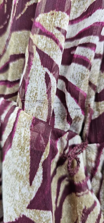 Mango - Maroon Long Printed Dress - Red Size: S