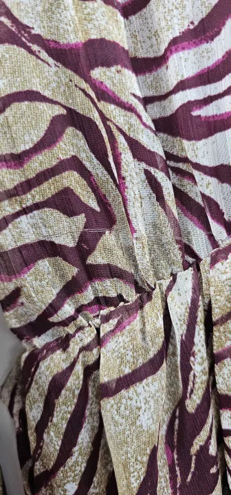 Mango - Maroon Long Printed Dress - Red Size: S