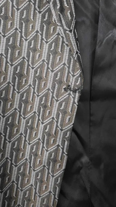 Reiss - Brown Delt Peak Lapel Monogram Jacquard Woven Blazer - Brown Size: 42