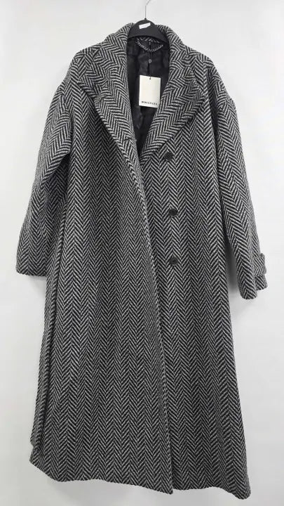 Whistles - Grey Cosette Funnel Neck Wool Blend Coat - Multi Size: Uk 12