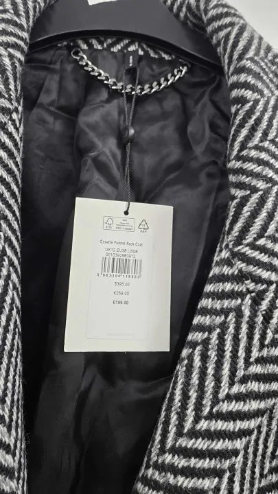 Whistles - Grey Cosette Funnel Neck Wool Blend Coat - Multi Size: Uk 12